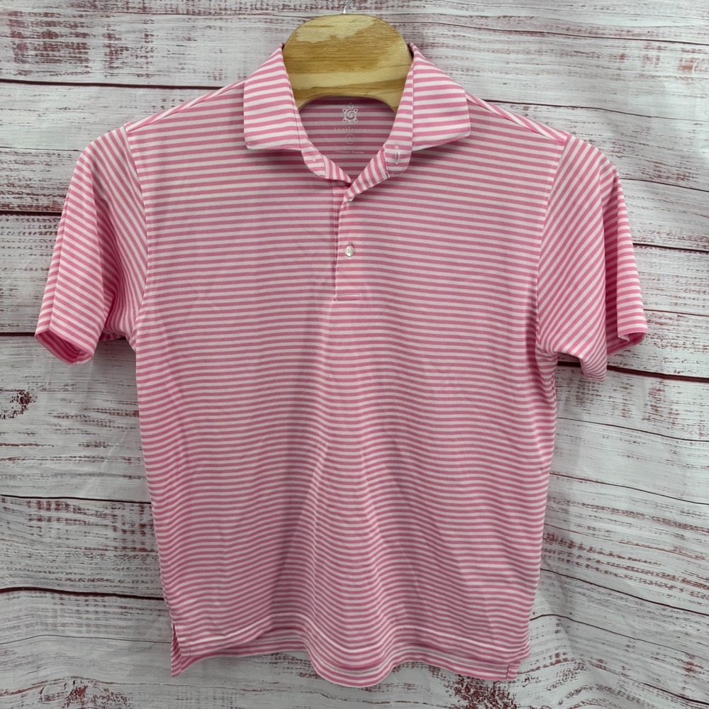 Turtleson‎ Tour Performance Golf Polo Shirt Mens Size Large Pink White Striped